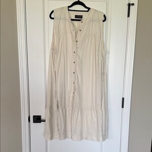 Lane Bryant Beige Button-Front Midi Dress